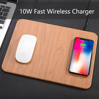 Wood Grain Mousepad Charging 2 In1 Fast Qi Wireless Charging for Iphone X for Samsung Galaxy S6 S7 Note 8 Mouse Pad Mat