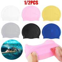 【CW】 1/2PCS Caps Silicone Diving Hair Pool Hat with Ear Cover Protector Swim for Men Kids