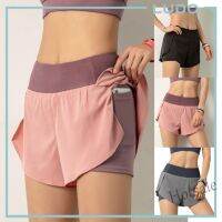 【hot sale】♛☒❉ C04 [????] [S-XL] Sport Yoga Pants Women Short Sportswear with Pocket Exercise Gym Seluar Pendek Perempuan Pocket运动短裤口袋假两件防走