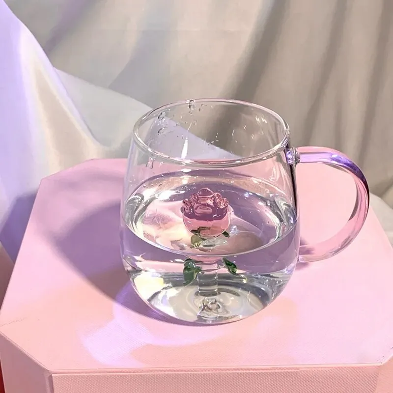 1pc Tulip Ear Glass Cup, Lovely Girly Milk/coffee/tea/breakfast