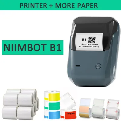 Niimbot เครื่องพิมพ์ฉลากความร้อน B1เครื่องติดฉลากสติกเกอร์แบบมีกาวในตัวบาร์โค้ดเครื่องพิมพ์ฉลาก QR โค้ดบลูทูธกระเป๋าแบบพกพา