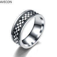 AVECON แหวนแฟชั่นแหวนโบราณโลหะแหวนไทเทเนียมสำหรับผู้ชายแบบเรียบง่ายแนวเกาหลี