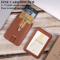 Genuine Leather Business Card Case with Clear ID Window Slim Credit Bank Card Holders with Metal Money Clip for Offices /School Card Holders