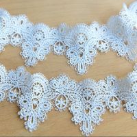 1Yards New Embroidery Lace Trim Applique 5cm Ribbon Sewing Trim Black White Lace Fabric For Wedding Dresses telas de encaje LE26 Fabric  Material