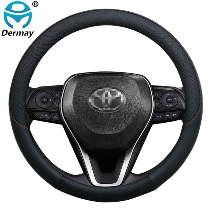 for-toyota-corolla-allion-levin-gt-corolla-cross-car-steering-wheel-cover-leather-anti-slip-100-dermay-brand-auto-accessories
