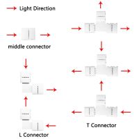 5PCS 2 Pin 3 Pin 4 Pin 5 Pin LED Strip Connector 8MM 10MM 12MM T L Shape Free Welding For RGB SMD 5050 2835 LED Strip Light