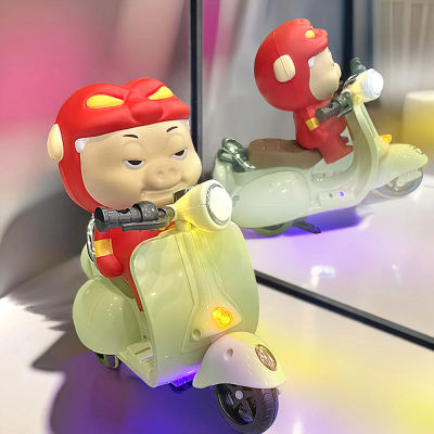 【พร้อมส่ง】ของเล่นเรืองแสงรถยนต์ไฟฟ้าขี่รถจักรยานยนต์มนุษย์หมูหมุนได้360องศาของเล่นสร้างสรรค์แบบหนีบ