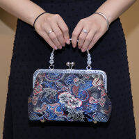 Angelatracy 2021 Fabric Frame Top Handle Floral Flower Satin Lace Embroidery Handbag Silver Cheap Ball Clasp Crossbody Bag