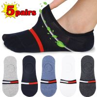 5Pairs New Silicone Men Boat Socks Spring Summer Fashion Non-slip Invisible Low Cut Socks Casual Breathable Cotton Socks Male Socks Tights