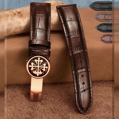 【Hot Sale】 Patek Philippe leather watch strap butterfly buckle mens and womens mechanical accessories cowhide 20 22