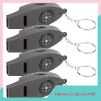 4Pcs Outdoor Survival Whistle แบบพกพา Multifunctional ฉุกเฉินนกหวีดพร้อมเข็มทิศแว่นขยาย