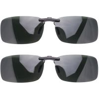 2X Unisex Clear Dark Green Polarized Lens Sunglasses Clip on Eyeglasses