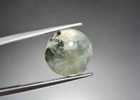 พลอยหลังเบี้ย ไหมเขียว (Green Rutilated Quartz) น้ำหนัก 6.98 ct. ขนาด 12*5.6 mm. พลอยแท้ 100% เนื้อดี ราคาถูก