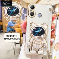 AnDyH Casing For infinix itel A48 itel A49 A58 Phone Case Cute 3D Starry Sky Astronaut Desk Holder with lanyard