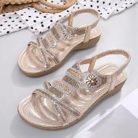 Lady shoes cross-border big yards for womens shoes outside flower pattern rhinestone sandals bigger sizes with flat sandals women of foreign trade