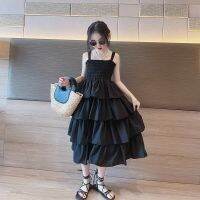 【Ready】? Childrens skirt 2023 new summer girls fashionable cake skirt big boys summer foreign style suspender dress