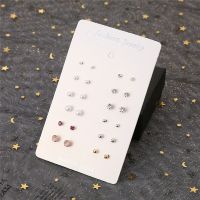 【CW】 12 pairs/set Minimalist Stud Earrings Mixed Color Wedding Jewelry Accessories Piercing Brincos