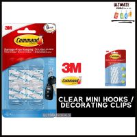 3M Command™ 17006CLR / 17026CLR Clear Decorating Clips or Hooks - with Clear Hooks and Strips!