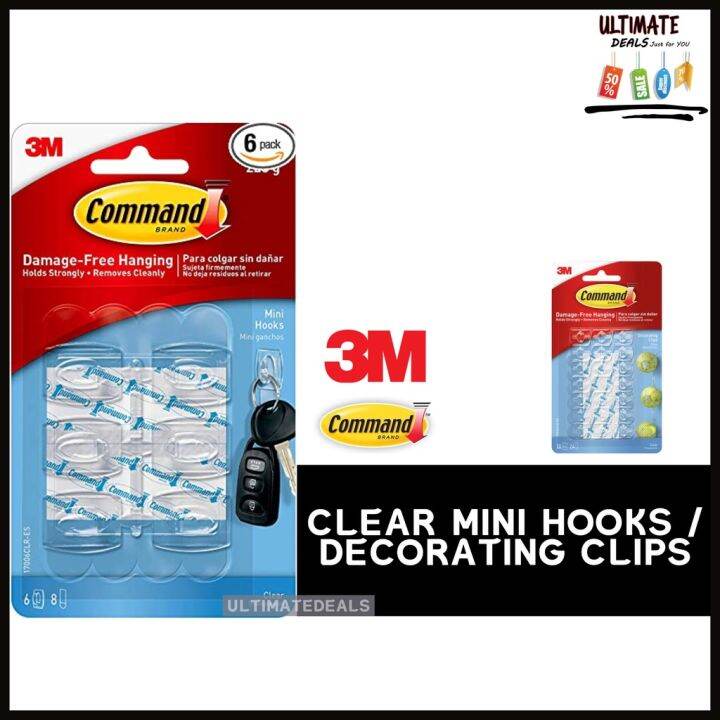 3M Command™ 17006CLR / 17026CLR Clear Decorating Clips or Hooks with