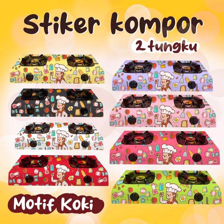 Stiker Setiker Sticker Kompor 2 Mata Tungku Motif Koki Kue Aestetik ...