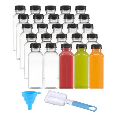 12OZ Reusable Plastic Juice Bottles Clear Juice Containers for Juices, Water, Smoothies, and Other Beverages