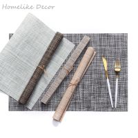 【LZ】☄  4pcs/set Linen Placemats Table Mat Waterproof Tablecloth Coasters Pads Heat Insulation Mat Dining Table Mat 45x30cm