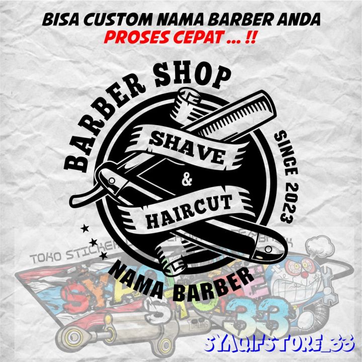 STICKER CUSTOM BARBERSHOP BARBER SHAVE CUTTING STICKER STIKER | Lazada ...