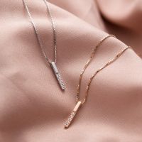 Louleur 925 Sterling Silver Zircon Necklace Vertical Bar Slidable Romantic Pendant Necklace For Women Wedding Birthday Gifts