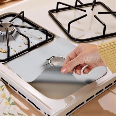 Hot selling 4PCS/Set Reusable Non-Stick Self Adhesive Foil Cleaning Mat For Gas Stove Protectors Cover Sheeting Kitchen Gas Stove Accessorie