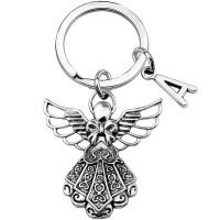 26 English Letters Guardian Angel Wings Bows Gifts for All Occasions Keychains