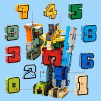 26PCS Magic Numbers Assembling Building Blocks Action Figure Transformation Robot Deformation Deform Plane Car Toys for Children