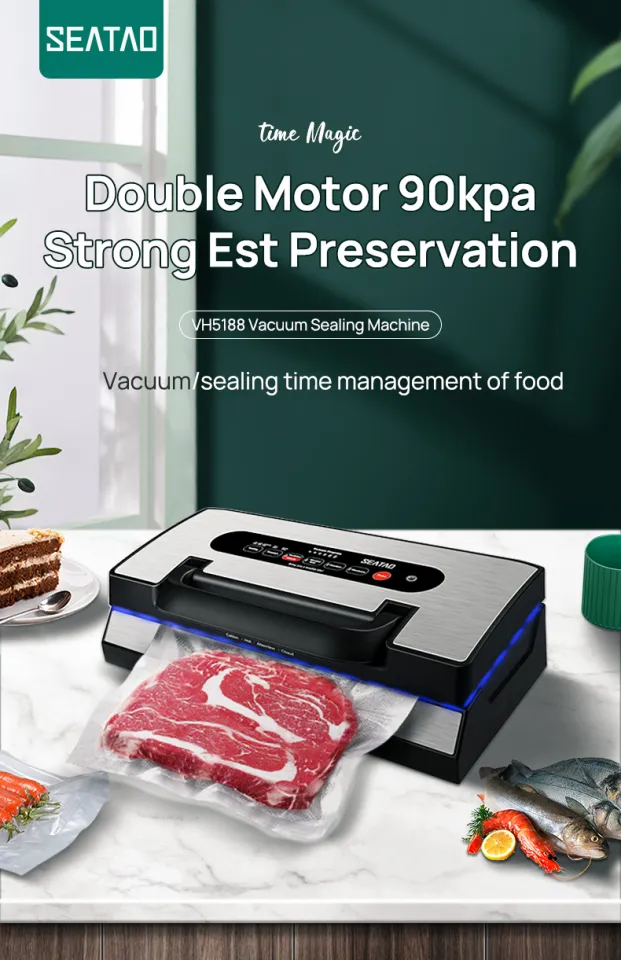 SEATAO VH5188 Vacuum Sealer, 90kpa Multifunctional Commercial and Home Vacuum  Food & 2 Pack 11“ X 60' & 2 Pack 8“ X 60' Vacuum Sealer Rolls for Food Saver,  Seal a Meal