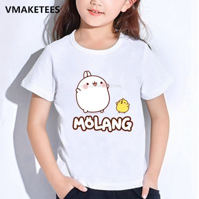 Kids Summer Girls Boys T shirts Molang and Piupiu Cartoon Print Childrens T-shirt Cute Rabbit Molang Funny Baby Clothes
