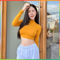 ?MesubShop? เสื้อคอเต่า ครอปแขนยาว??CROPTOP เสื้อคอเต่าแขนยาว✅ผ้าเรยอน✅ครอปคอเต่า‼️ยาว14 เสื้อเรยอน เสื้อครอป 199