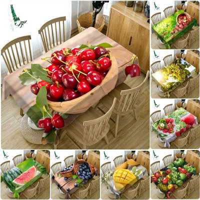 3D Fruit Printing Waterproof Table Tablecloth Wedding Decoration Rectangular Dining Coffee Table Cover Anti-stain Tablecloth