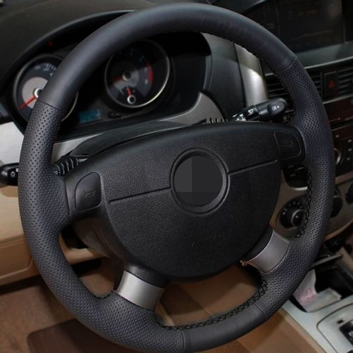 2021car-steering-wheel-cover-black-artificl-leather-for-chevrolet-aveo-lova-buick-excelle-daewoo-gentra-2013-2015-lacetti-2006-2012