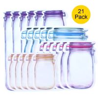 21/13/6 Reusable Mason Jar Bags Grocery Candy Food Storage Zipper Bag Portable Kitchen Seal Nut Cookies Snack Mason Organizer