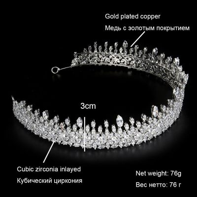 YCDZSWWL High-Grade Cubic Zirconia Inlayed Headbands Luxury Bridal Crowns Elegant Headwear Prom Hair Wear Wedding Jewelry