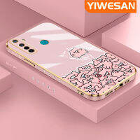 YIWESAN เคสสำหรับ Realme 5 5i 5S 6i 5 Pro ใหม่เคสหมูลายการ์ตูนสีชมพูขอบตารางพื้นผิวเคสซิลิกาเจลนิ่มกันกระแทกเคสมือถือรวมเลนส์กล้องถ่ายรูปฝาครอบป้องกัน