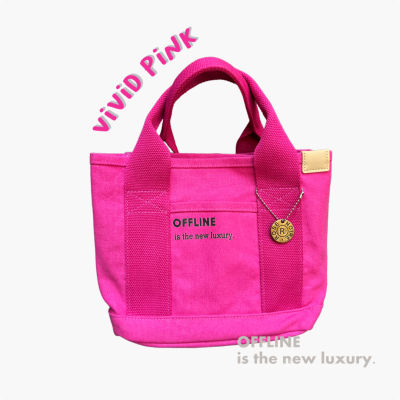 OFFLINE Bucket bag Vivid Pink Size 26x21x13cm กระเป๋าผ้าแคนวาส