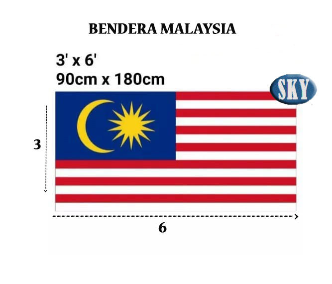 Malaysia Flag 90cm X 180cm 3 X 6 Feet Bendera Pahang 90cm X 180cm