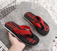 Summer Men Flip Flops Non-slip Beach Sandals Male Letter Grain Outdoor Fashion Beach Shoes Man Slippers Indoor Bath Slides House Slippers