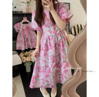 【YF】 Mother and Daughter Floral Elegant Dress Mommy Baby Girl Matching Equal Delicate Dresses Flower Frock Women Clothing