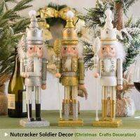 42ซม. Nutcracker ทหาร King pup ระยิบระยับผงสีตุ๊กตาไม้ handmade CRAFT เครื่องประดับตกแต่งบ้าน christmass Gift