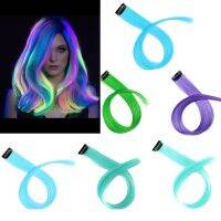 10Pcs/Lot 20inch Hair Synthetic Clip In Piece Fluoresce Glowing Straight Fake Headwear The