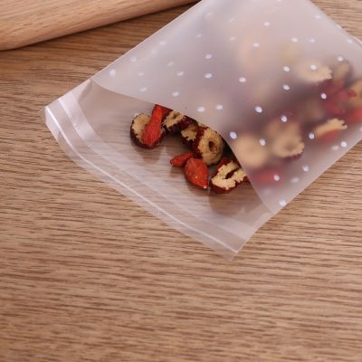 100Pcs Thick Frosted Polka Dot Biscuit Snack Self-adhesive Snowflake Crisp Ziplock Packaging Bags