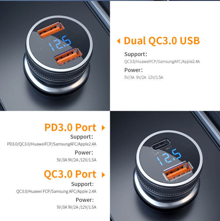 deal-of-the-day-ที่ชาร์จ36w-สายชาร์จขนาดเล็กชนิดรถเร็ว-usb-usb-ชาร์จไฟสำหรับที่ชาร์จแบตในรถโทรศัพท์3-0-essager-quick