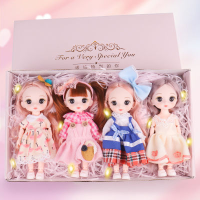 BJD Doll 3D Blink Eyes Barby Doll Dress Up Play House Toys Girl Barbi Dollfige Fashion Princess Clothes Suit Christmas Gift Box