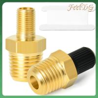 FEELDG 2PCS ทองเหลืองเบิ้ล วาล์วเติมลม NPT 1/4" เครื่องอัดอากาศ วาล์ว Schrader วาล์วชุบนิกเกิล ดีไอวาย ถังเติมน้ำ วาล์วถัง1/4" รถสำหรับรถ