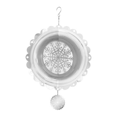 Stainless Steel Wind Spinner Outdoor Hanging Decor Reflective Snowflake Christmas Ornaments for Garden Courtyards